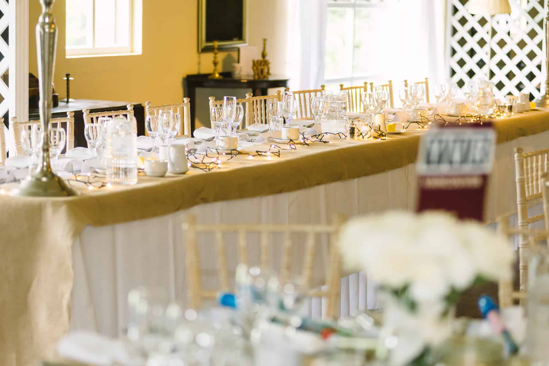 table setting at wedding breakfast